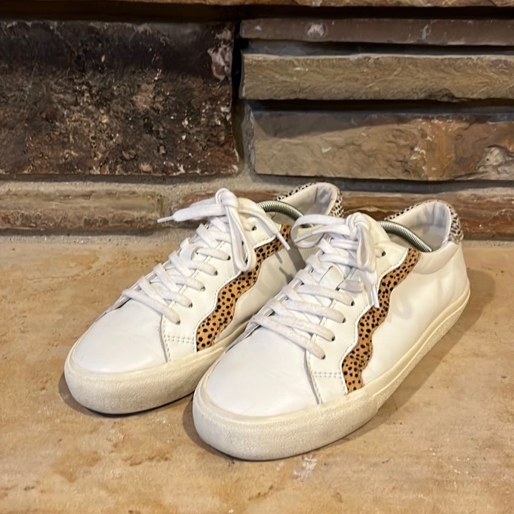 Madewell Sidewalk Low Top Calf Hair Wave Edition White Leather Sneaker
